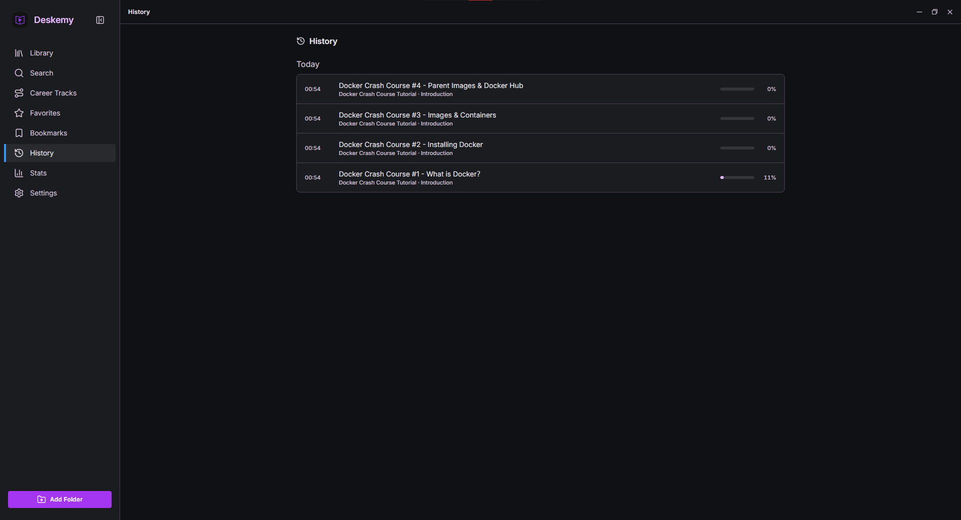 Deskemy watch history