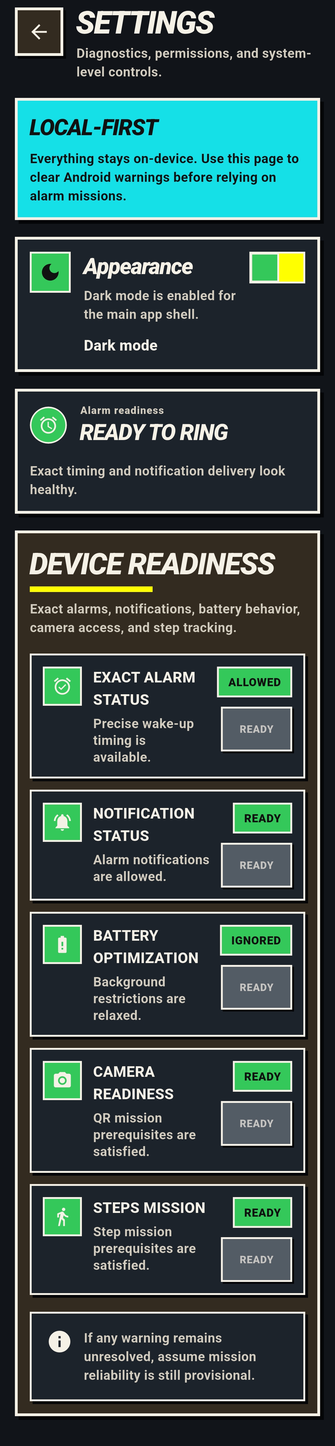 Settings Panel